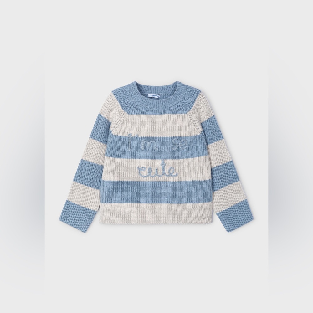 Mayoral Girl Striped Text Sweater "I'm so cute" As Seen on Instagram